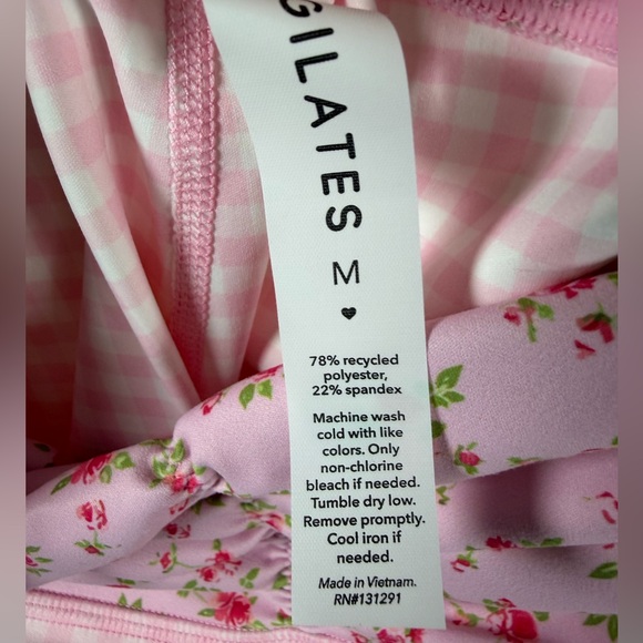 Blogilates Women's Ruched Waist Bike Shorts - Pink Gingham M - Picture 14 of 16